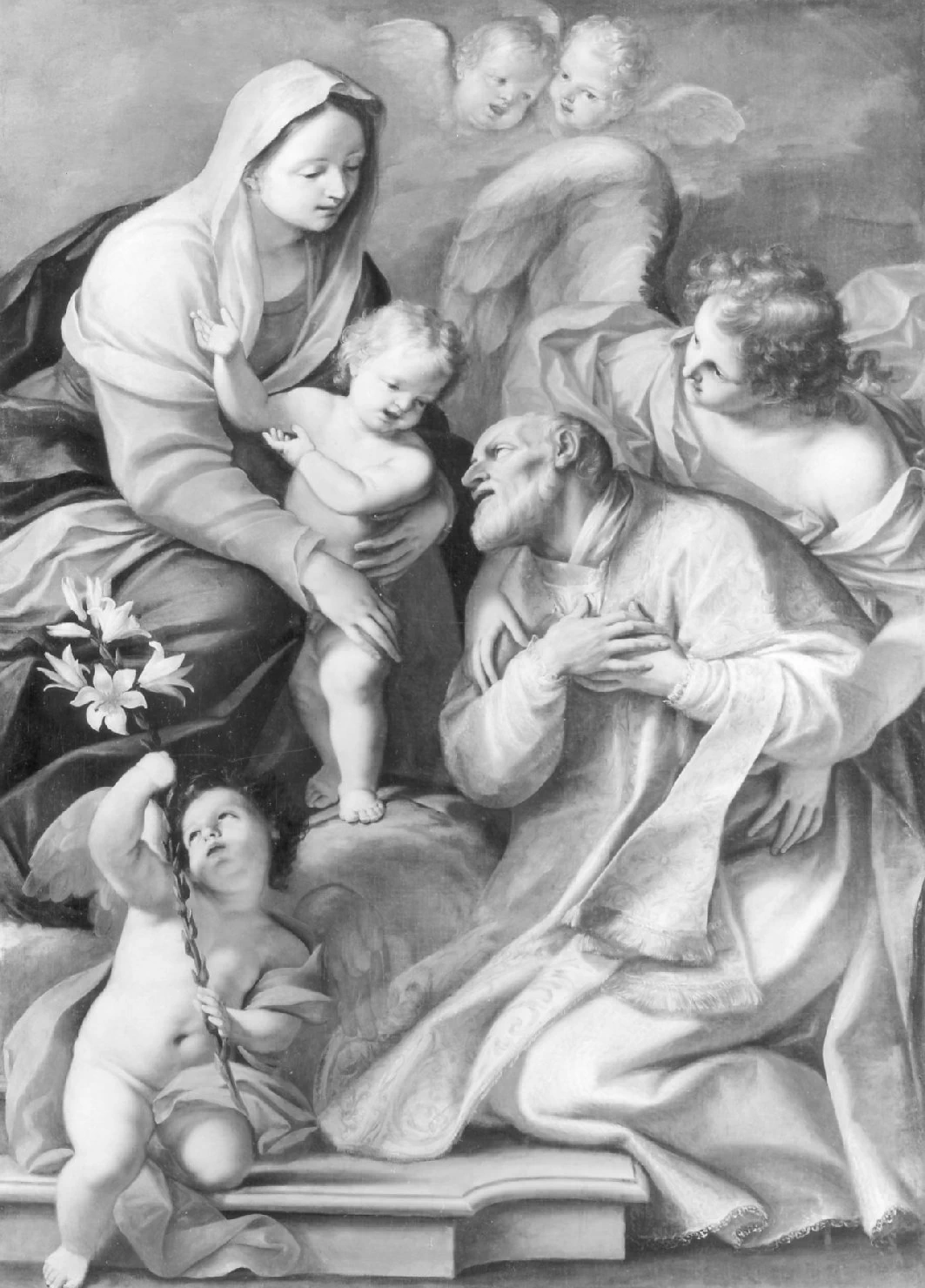 San Filippo Neri sostenuto da un angelo davanti alla Madonna con Bambino - Chiesa di S. Maria di Galliera, Bologna